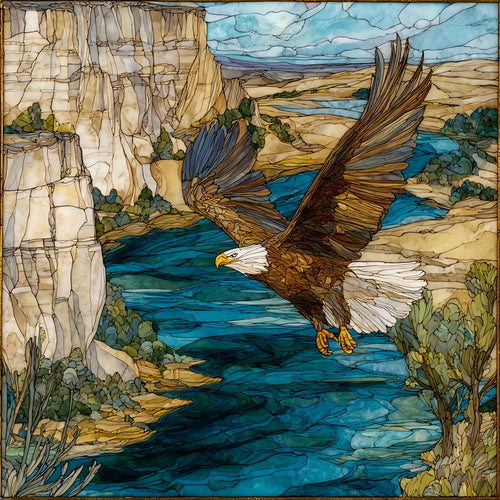 a bald eagle banking — ceramic art tile