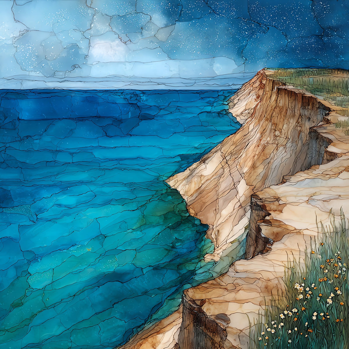 the Lake Michigan overlook — ceramic art tile
