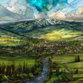Steamboat Springs at sunset Yampa Valley — ceramic art tile
