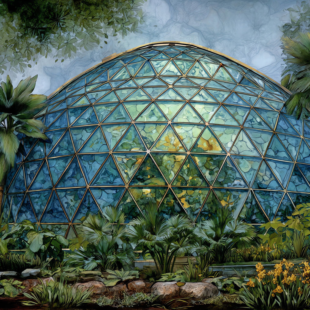 the Des Moines Botanical Center geodesic — ceramic art tile