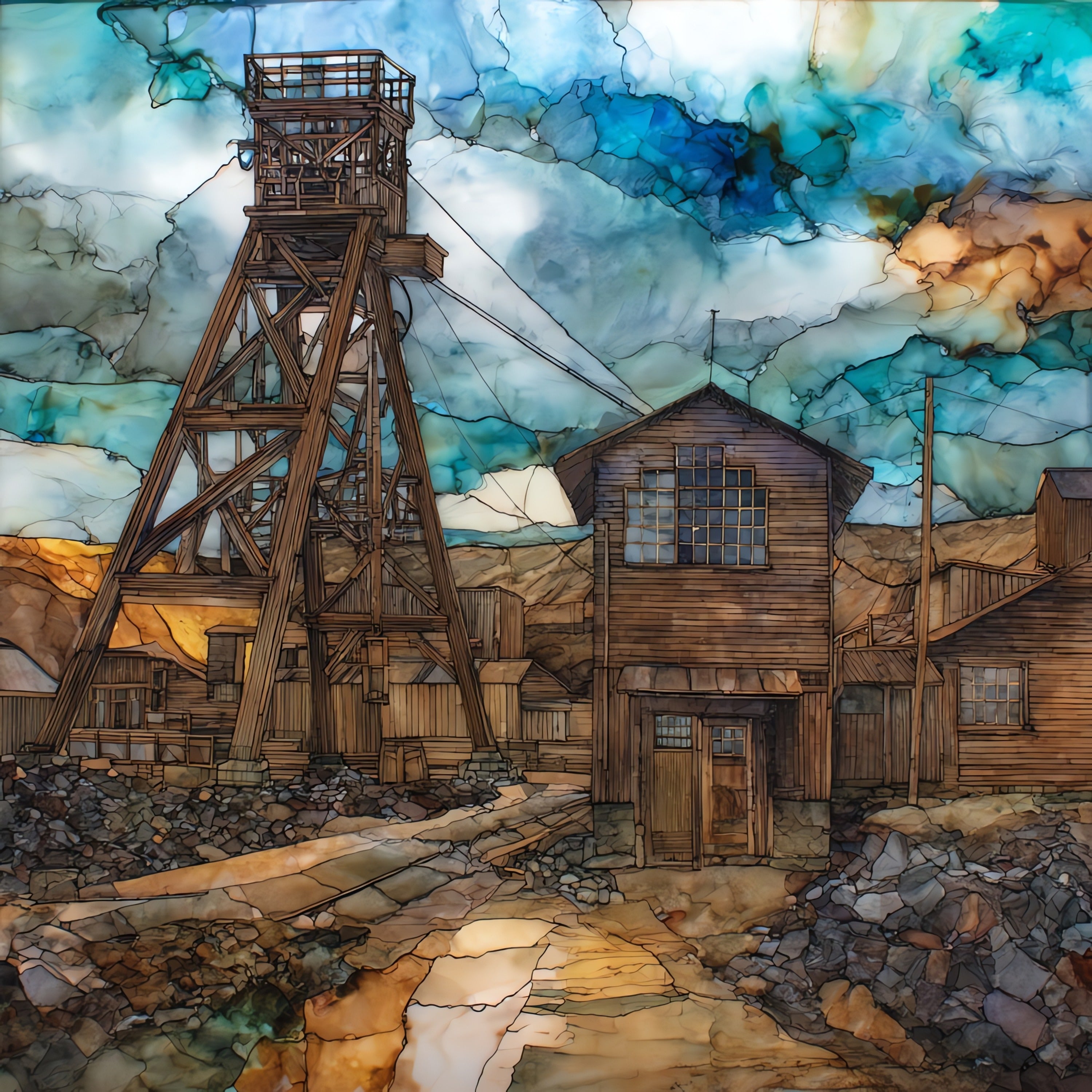 the Chollar Mine surface works in — ceramic art tile
