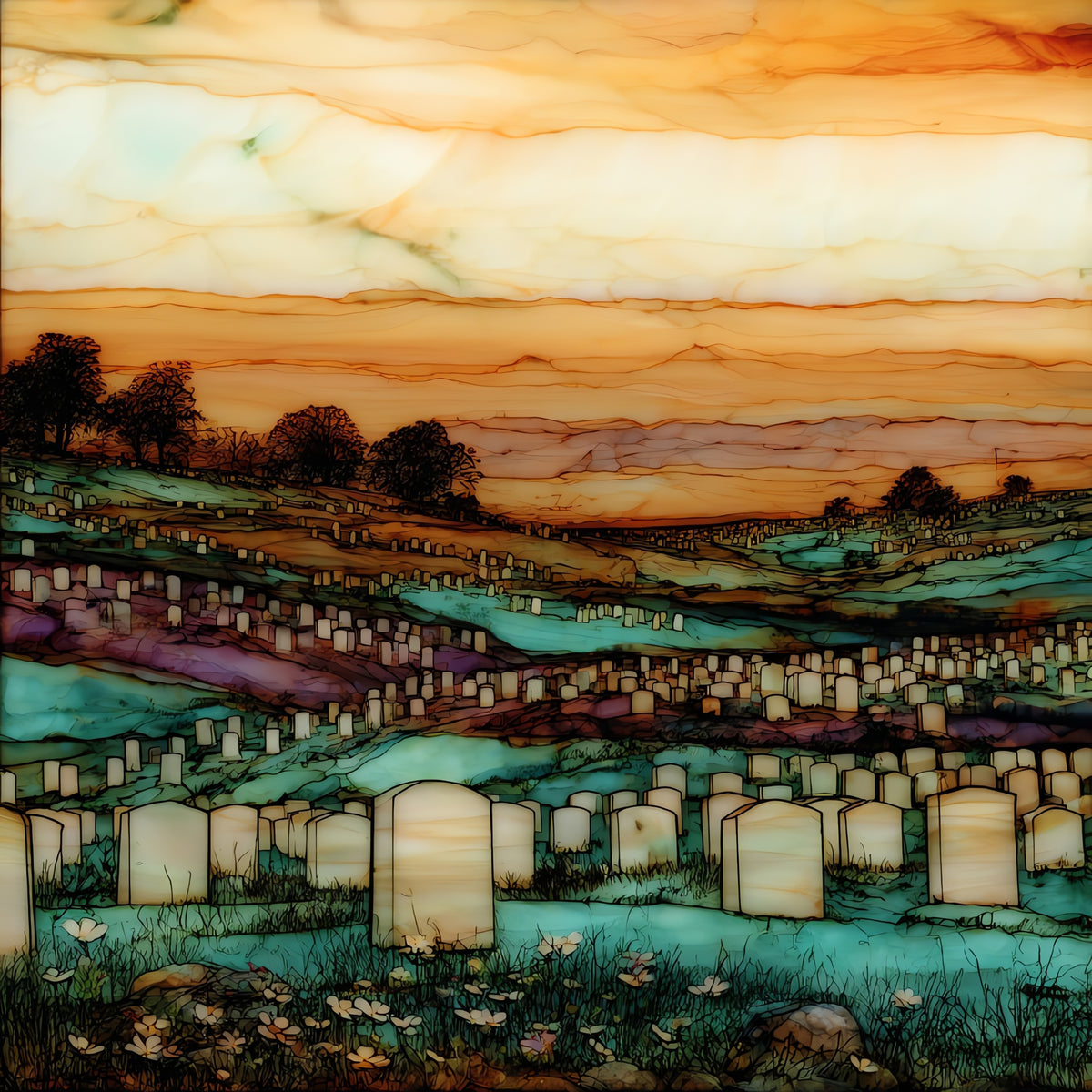 Antietam National Cemetery rows — ceramic art tile