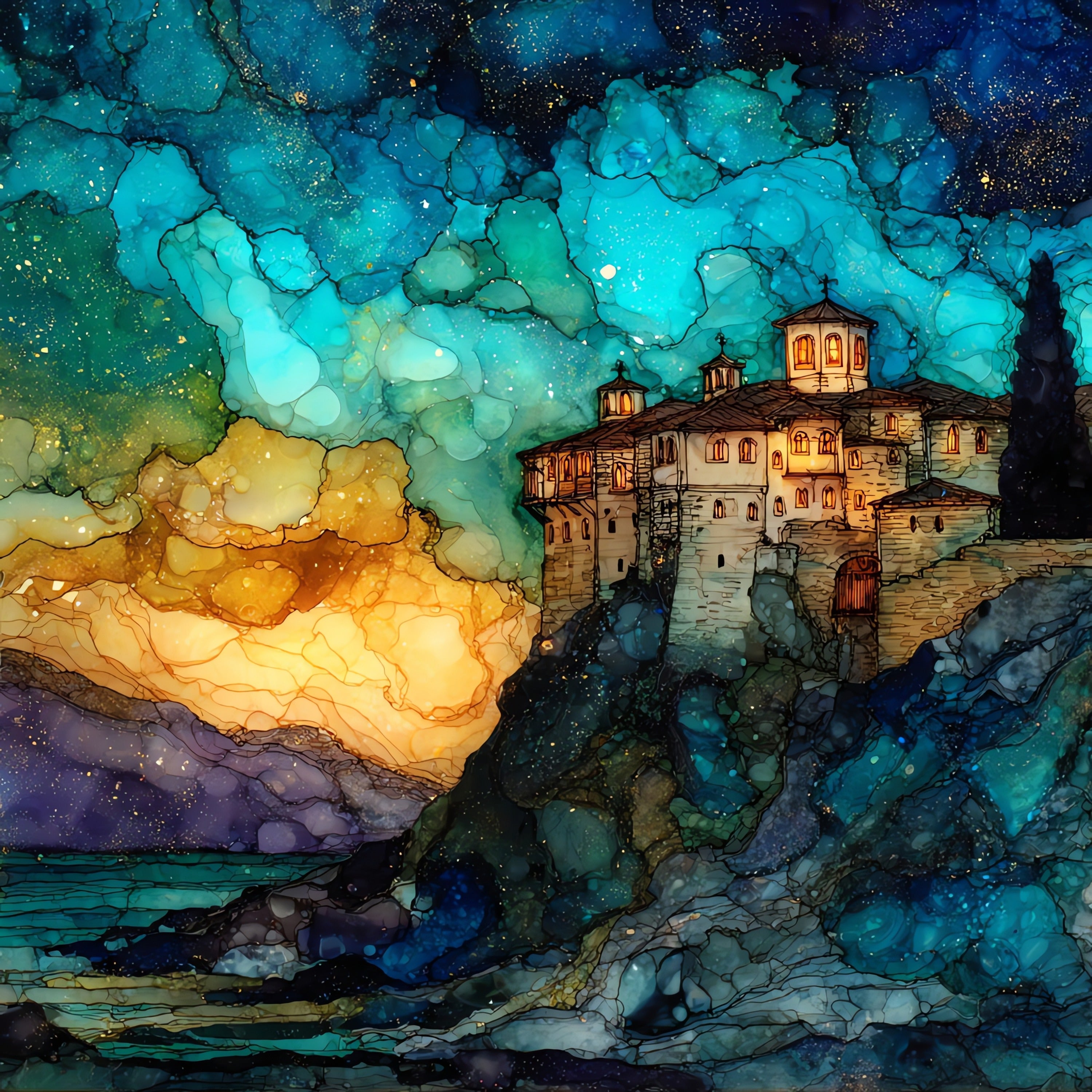Great Meteoron Monastery — ceramic art tile