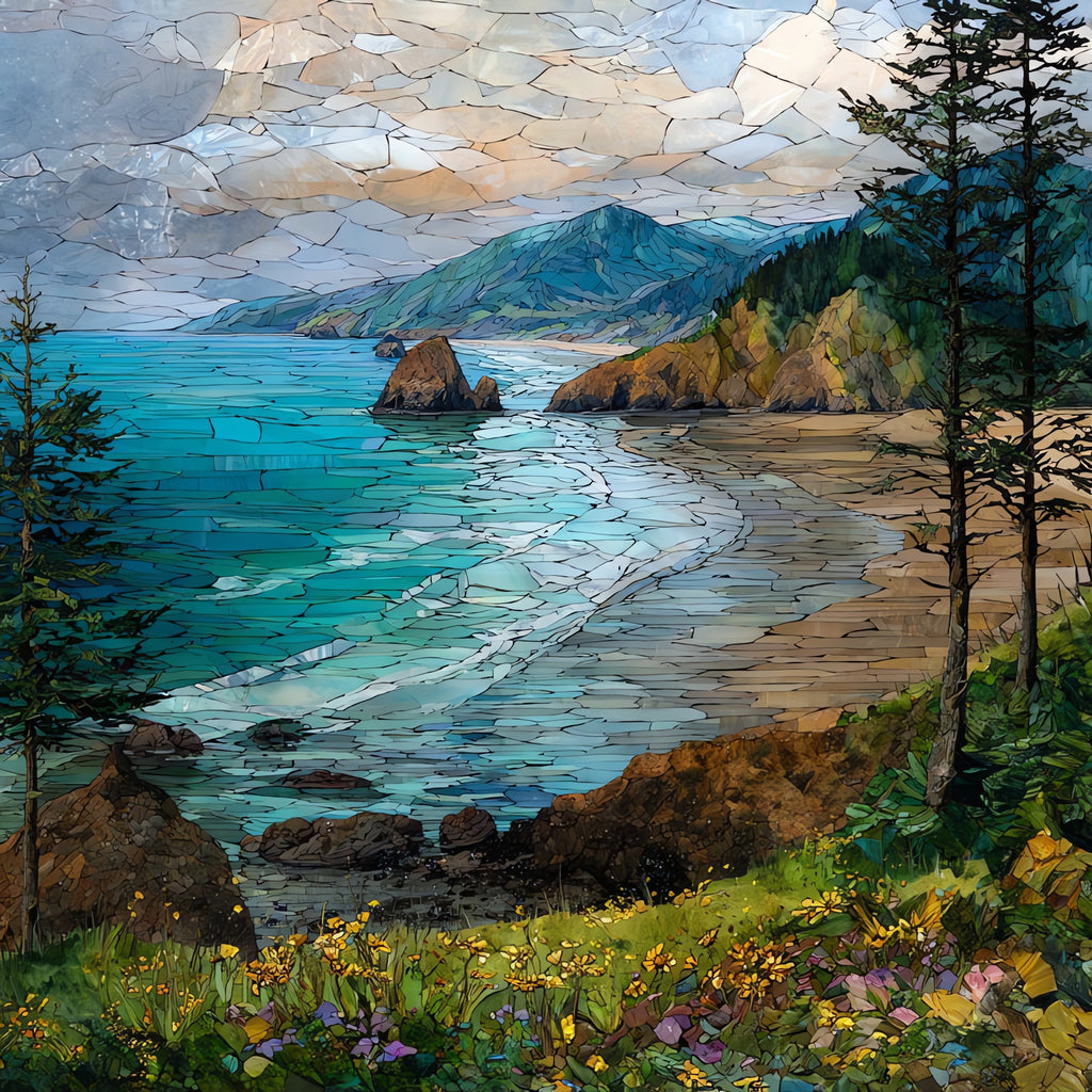 the Ecola State Park headland — ceramic art tile