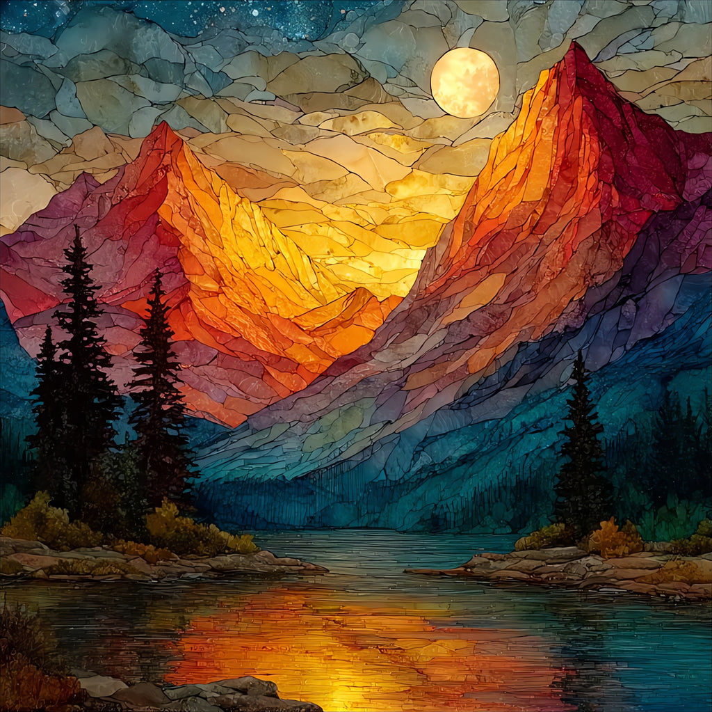 Glacier National Park alpenglow — ceramic art tile