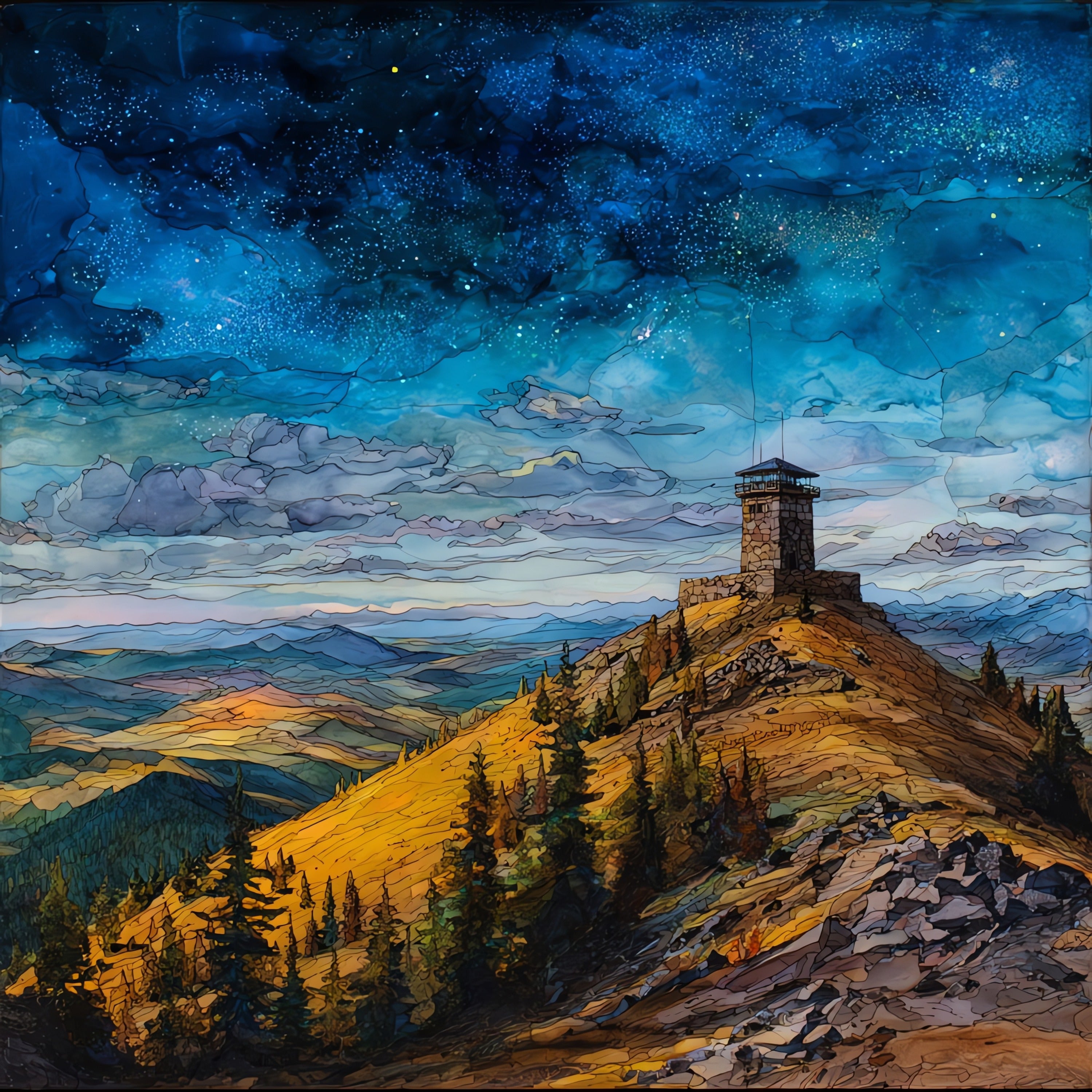 Mount Washburn — ceramic art tile