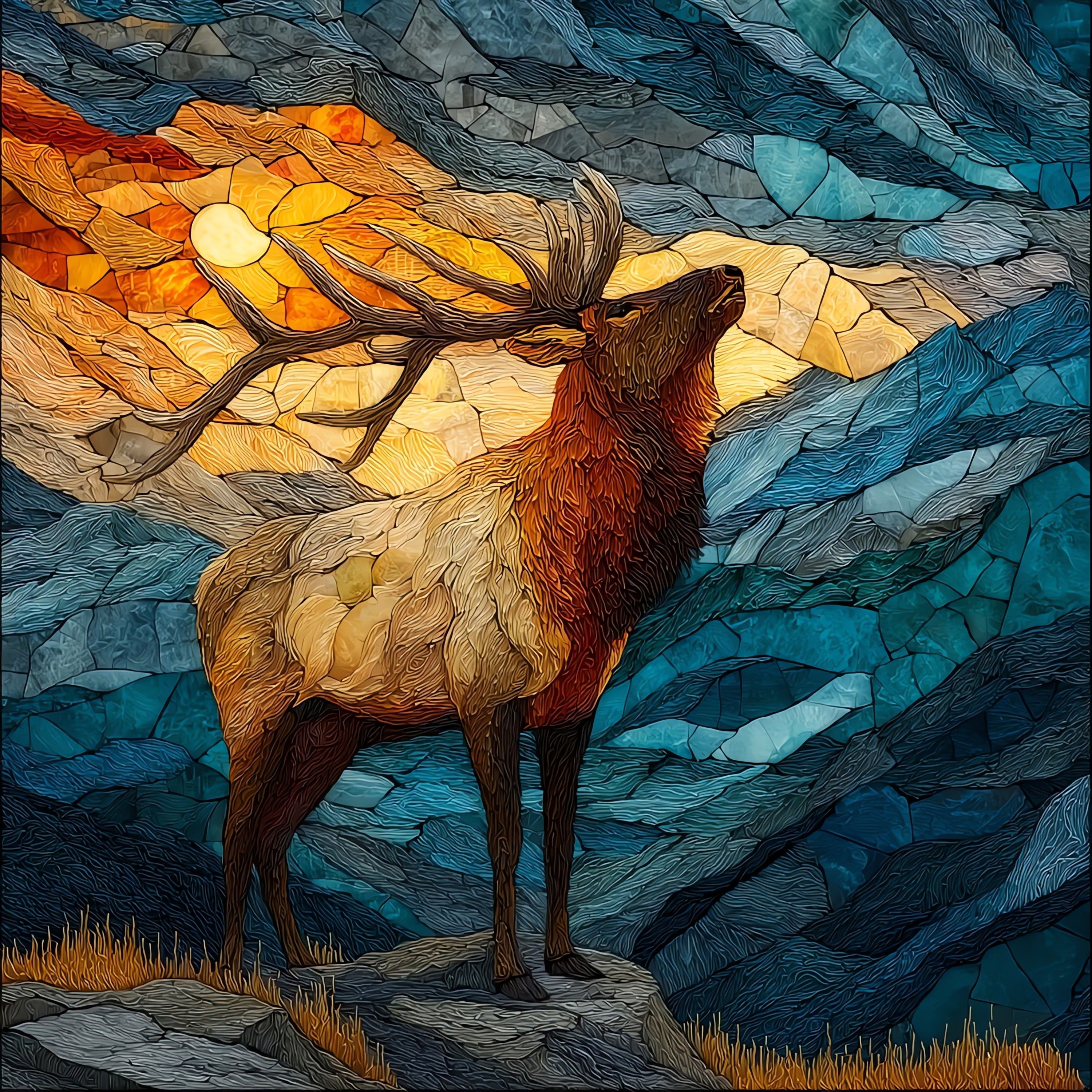 Rocky Mountain elk in — ceramic art tile