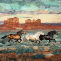 a band of wild mustangs running — ceramic art tile