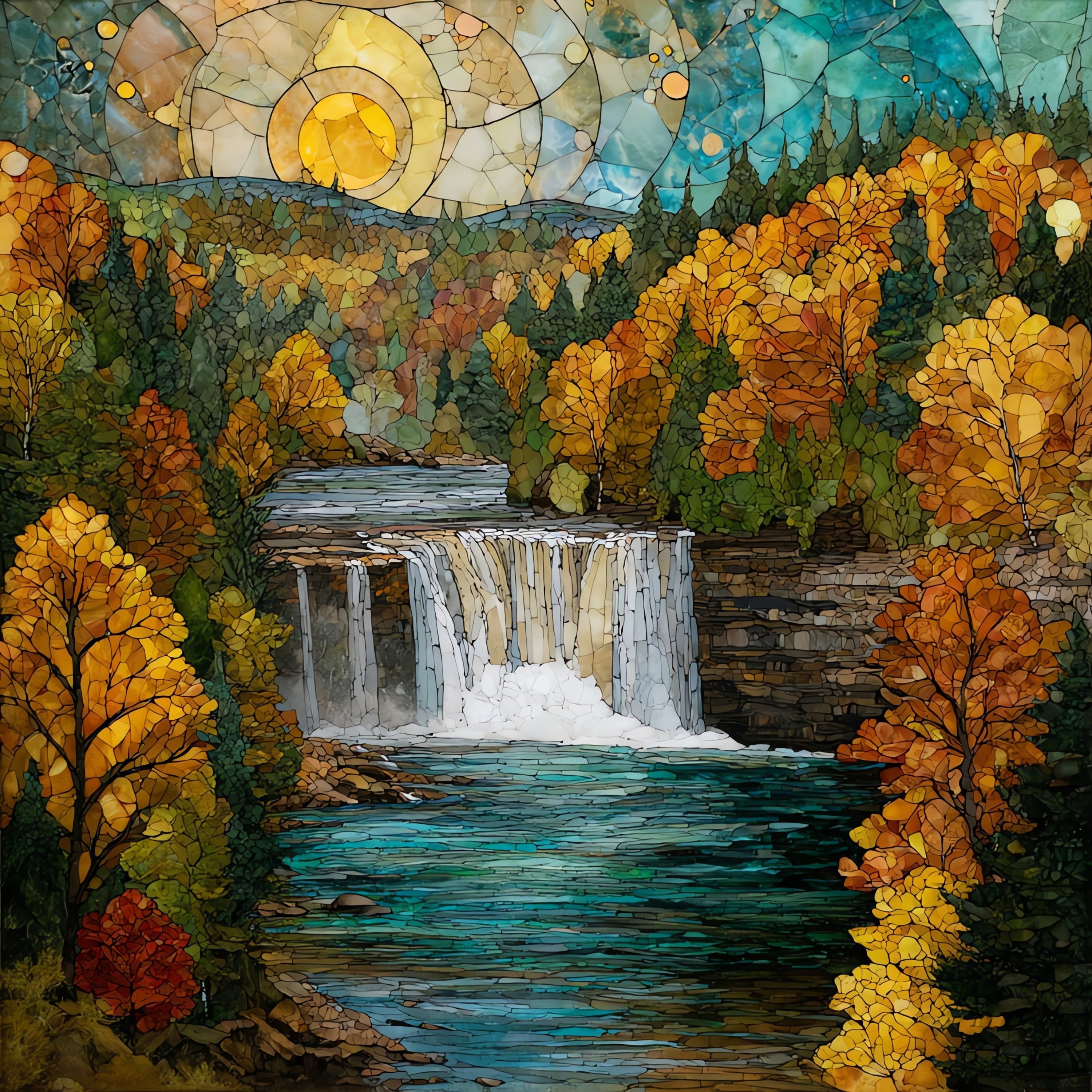 the Tahquamenon Falls roaring — ceramic art tile