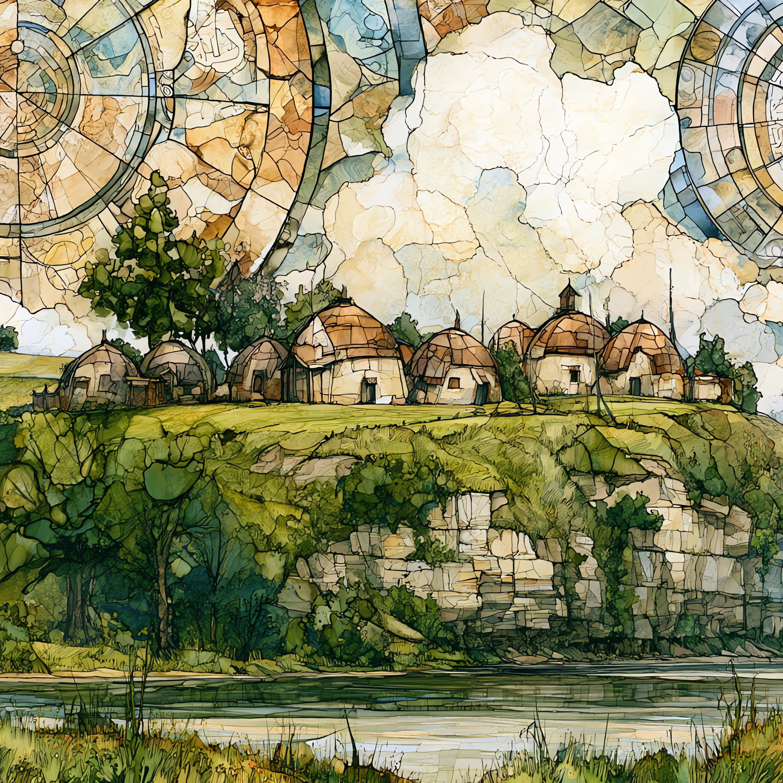 the On-a-Slant Indian Village — ceramic art tile