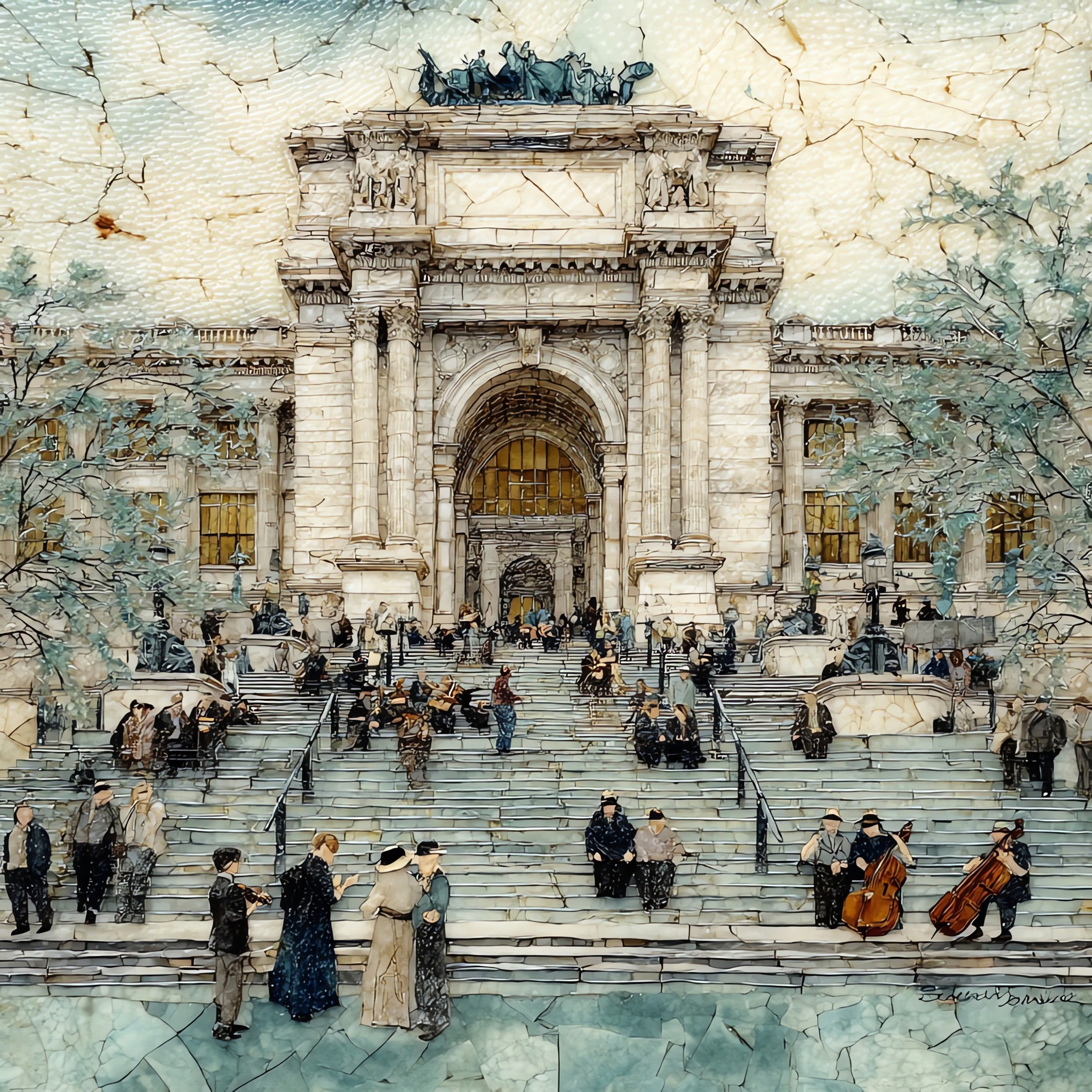 the Metropolitan Museum of Art steps — ceramic art tile