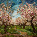 Mallorca almond blossom orchard — ceramic art tile