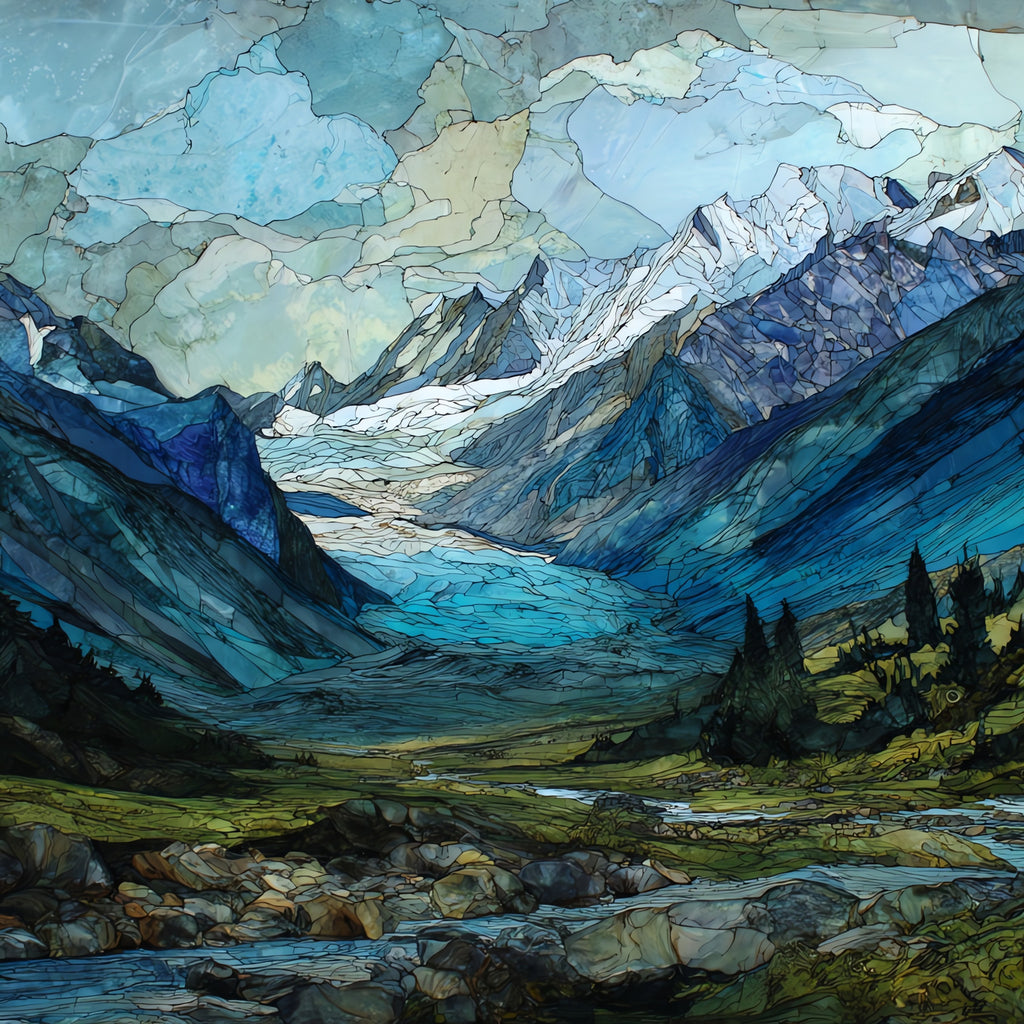 the Black Rapids Glacier surge front — ceramic art tile