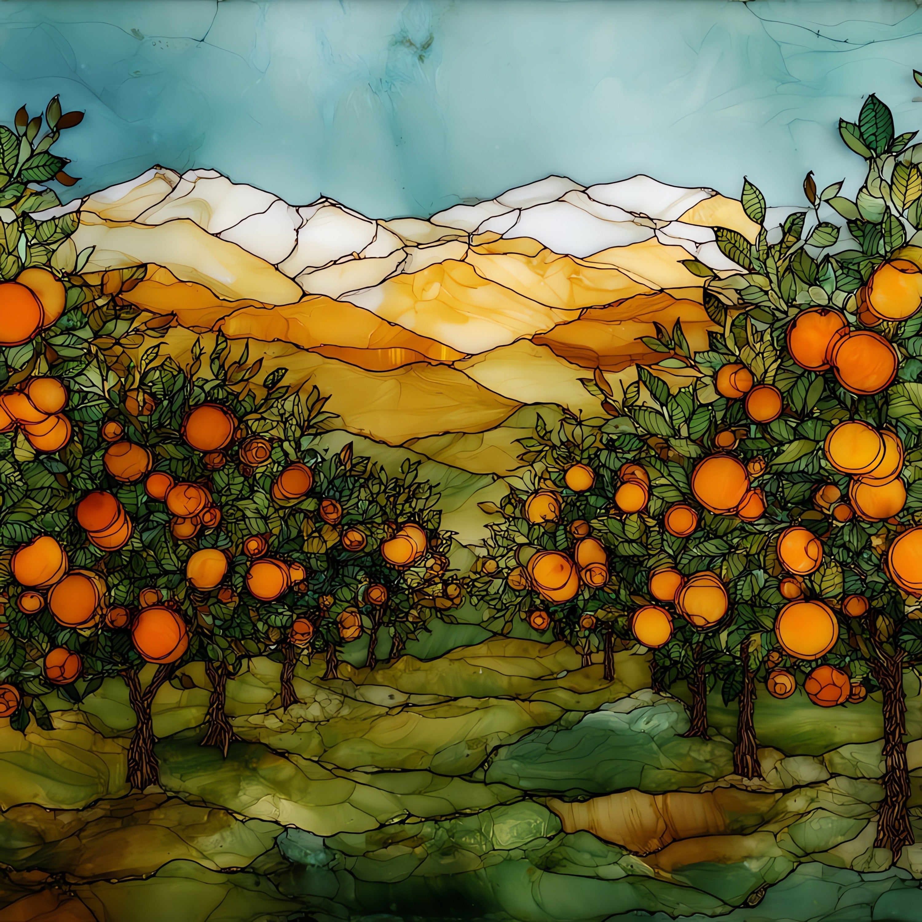 San Joaquin Citrus Groves — ceramic art tile