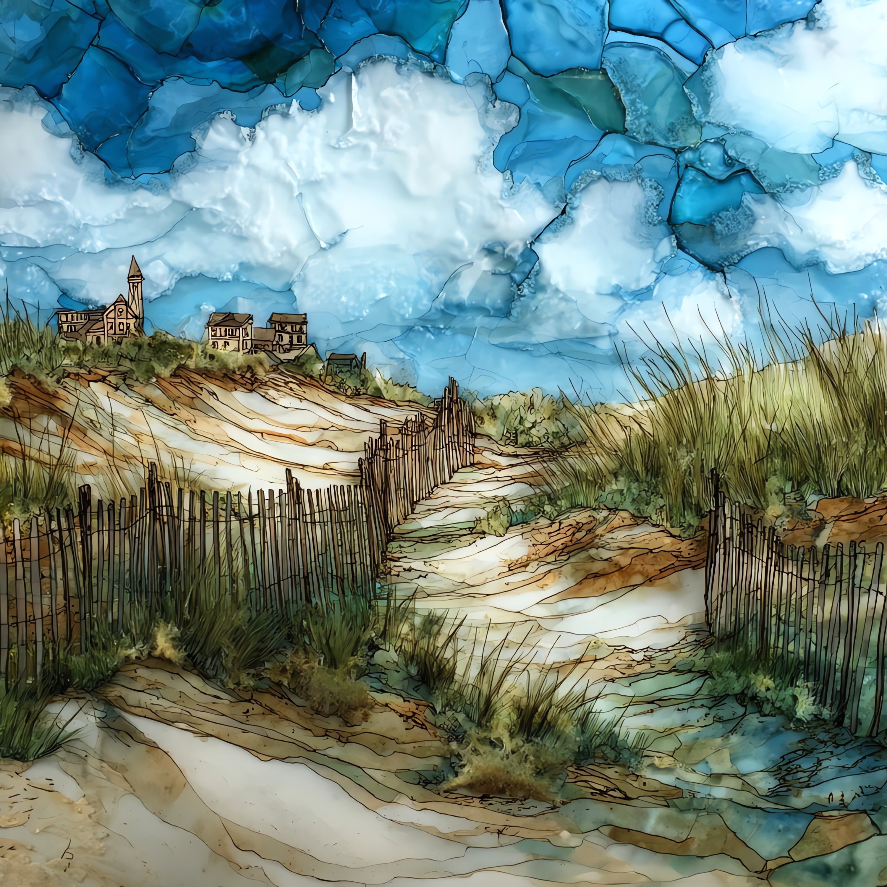 a Long Beach Island Surf City — ceramic art tile