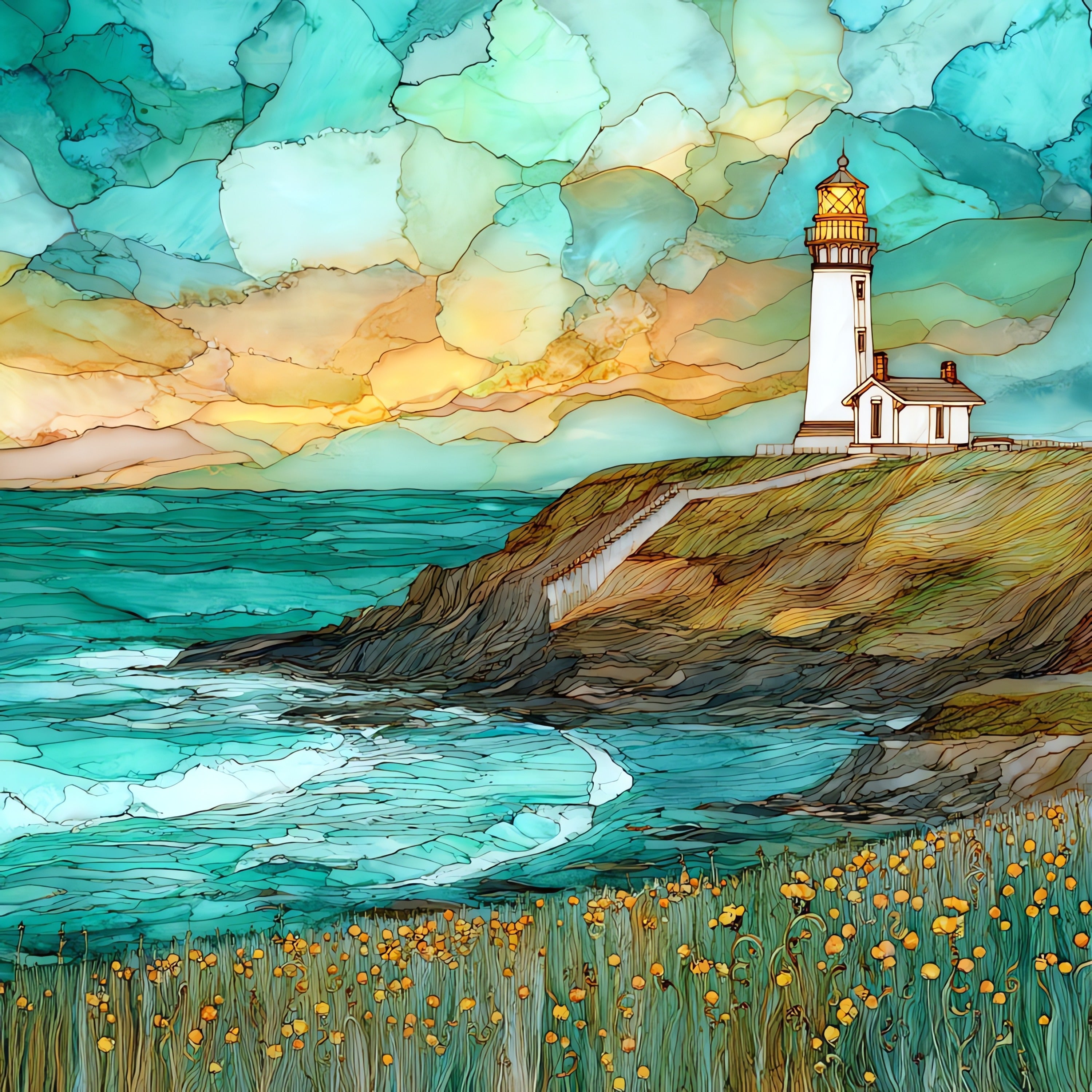 Point Cabrillo Light — ceramic art tile