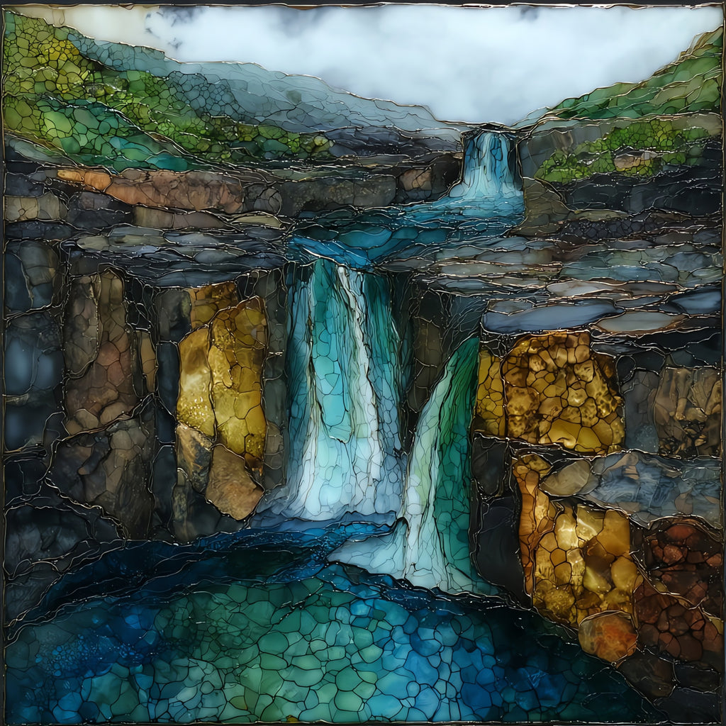 Agate Falls dropping over — ceramic art tile