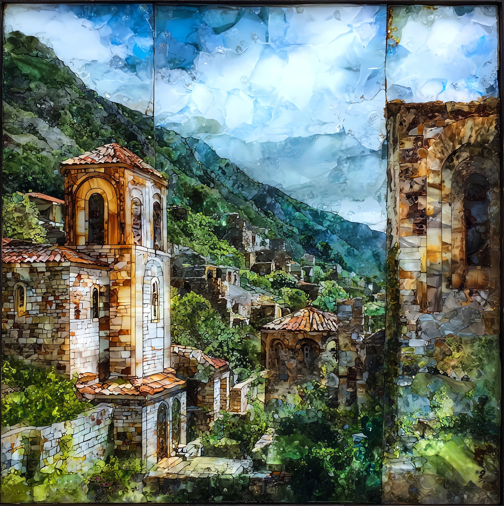 Mystras Byzantine City — ceramic art tile