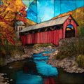 the Quechee covered bridge over the — ceramic art tile