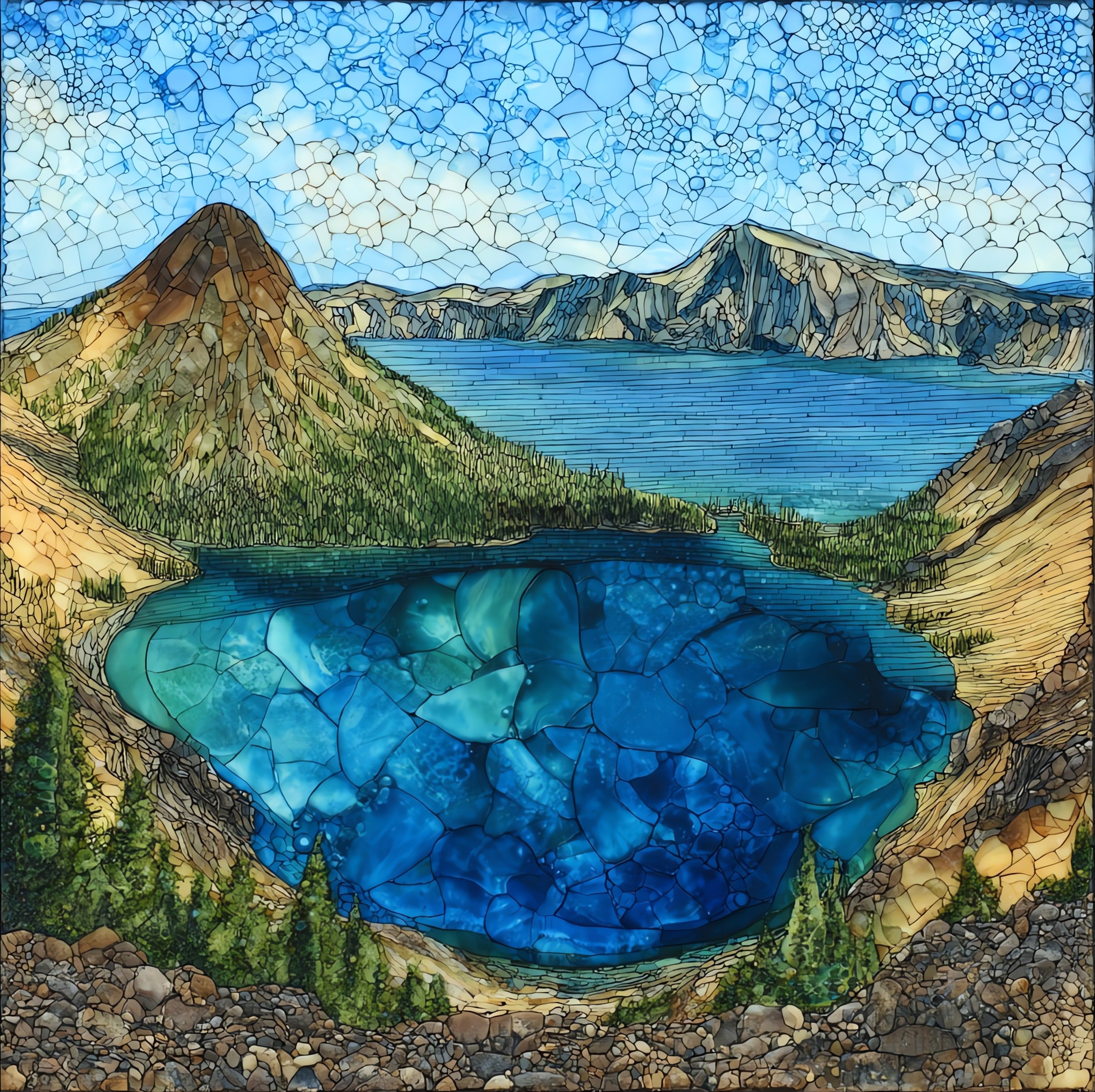 Newberry Crater — ceramic art tile