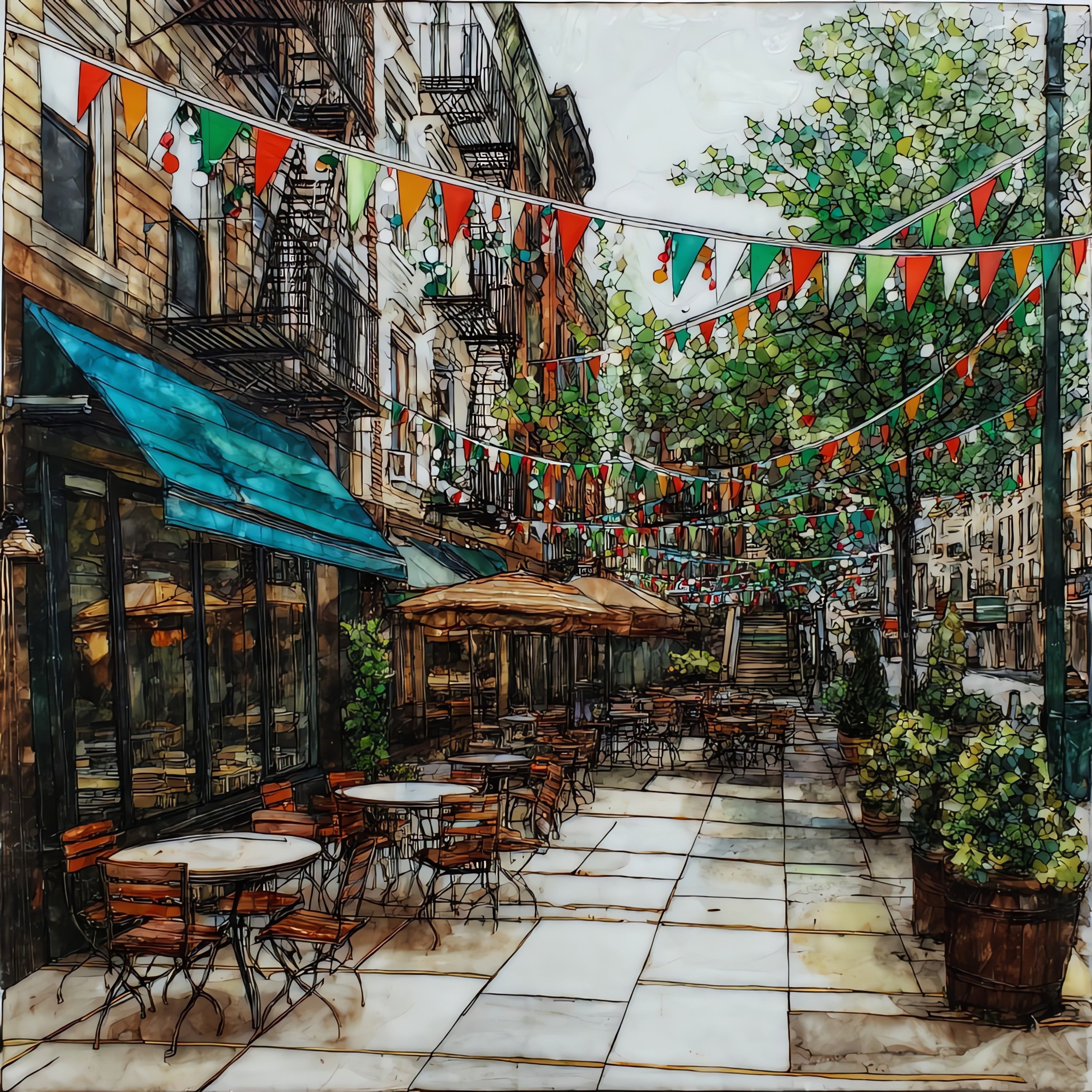 Little Italy's Mulberry Street — ceramic art tile