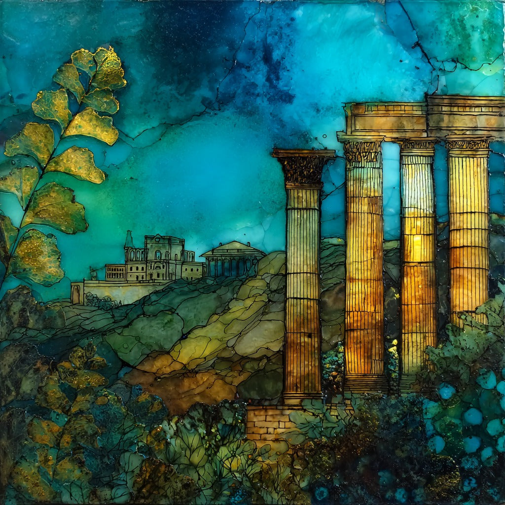 Bolonia Roman ruins by the dunes — ceramic art tile