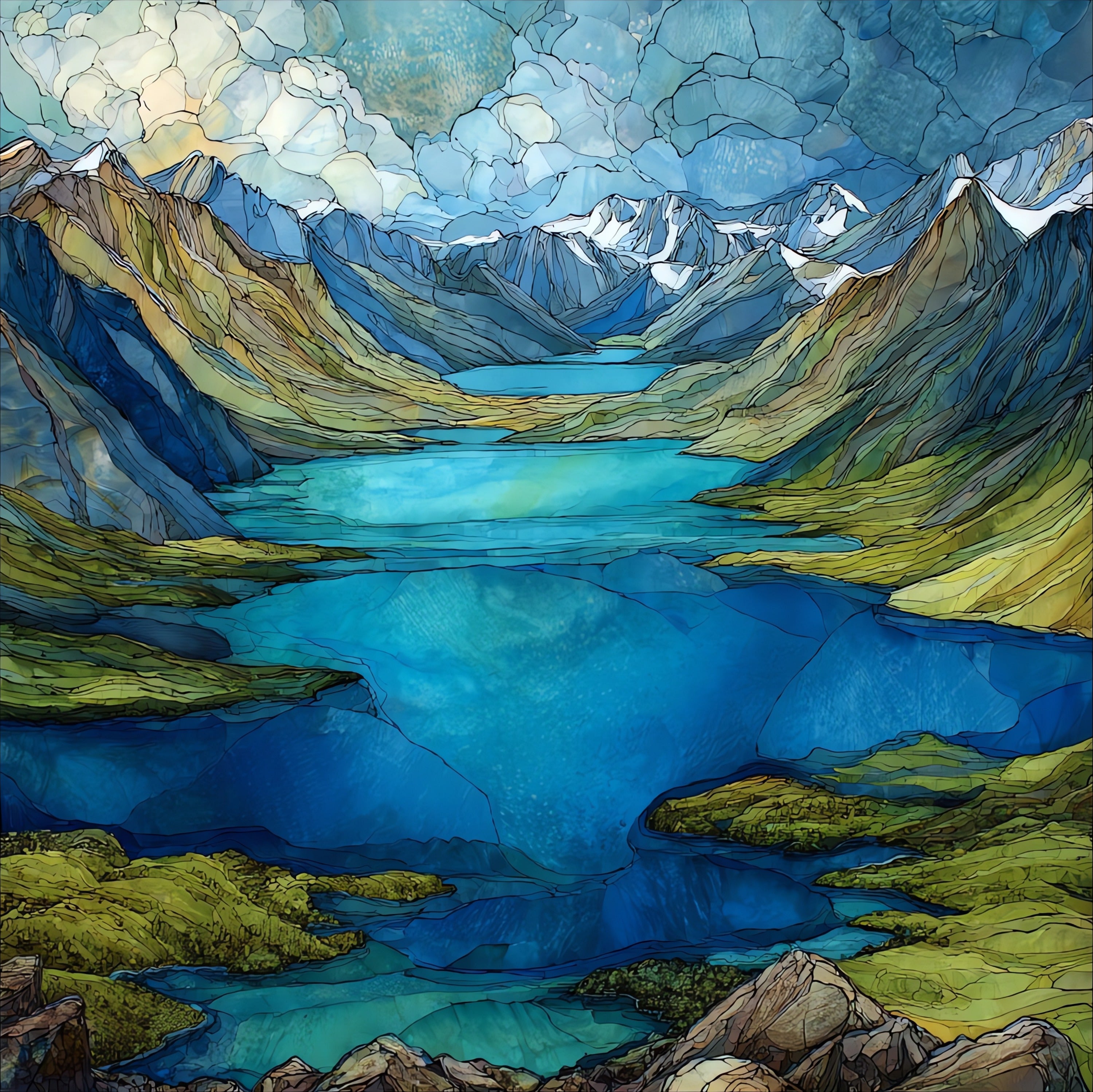Tangle Lakes — ceramic art tile