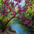 Eastern redbud — ceramic art tile