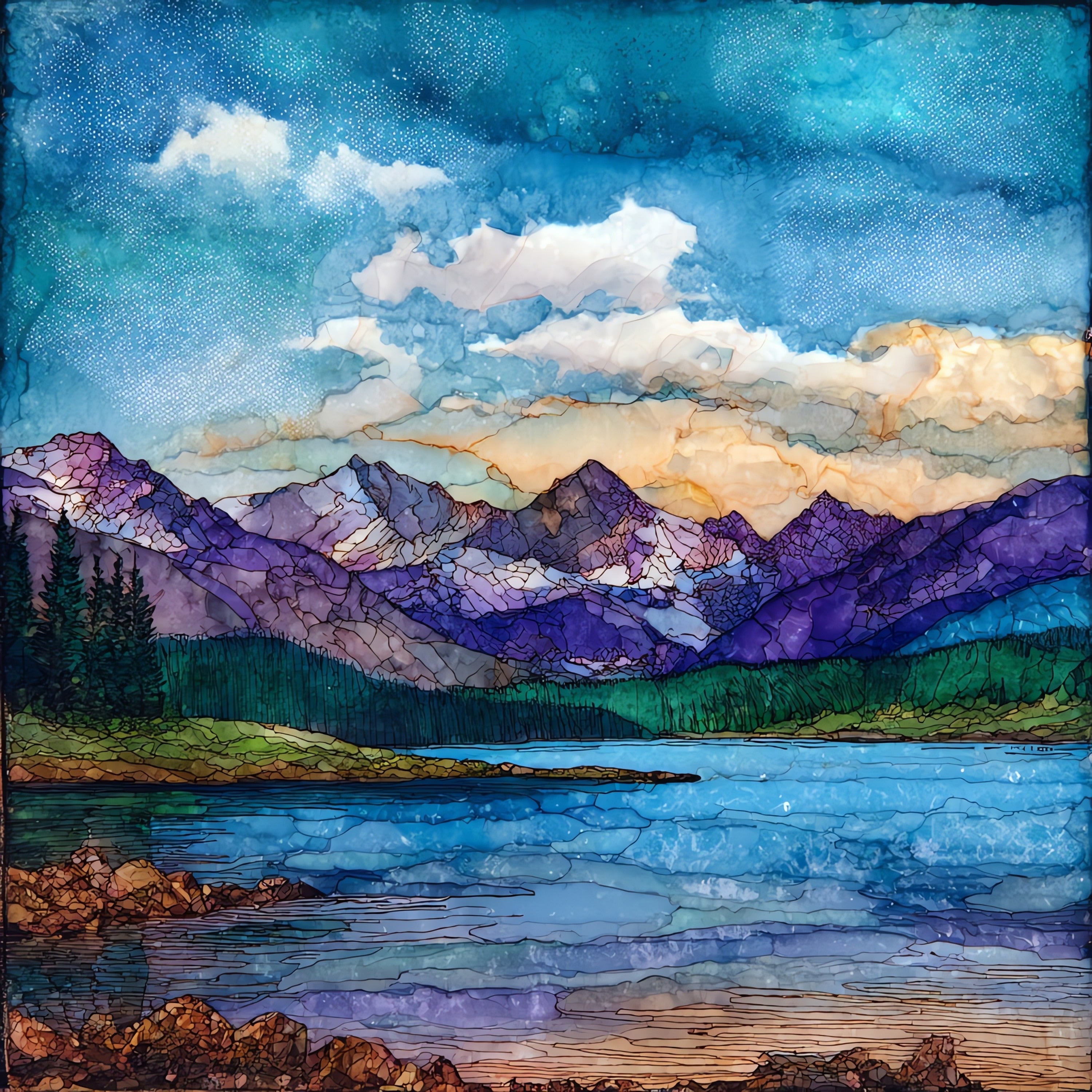 Lake Granby Indian Peaks Front Range — ceramic art tile