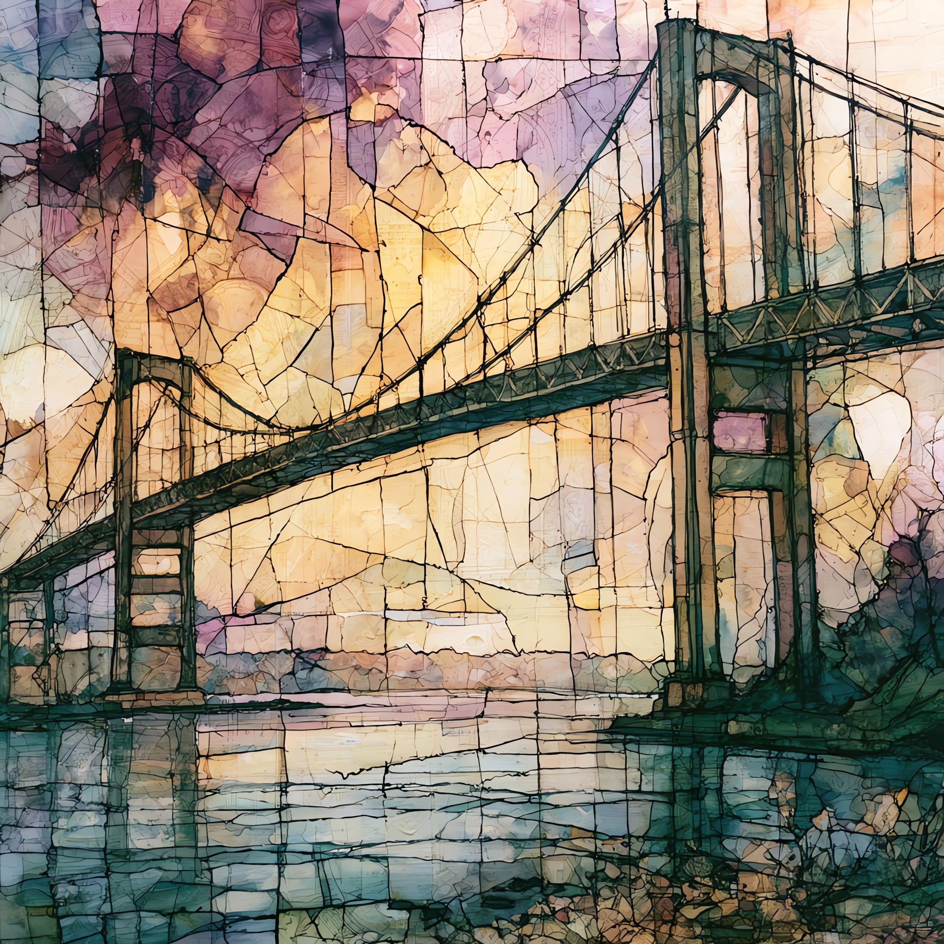 the Delaware Memorial Bridge — ceramic art tile