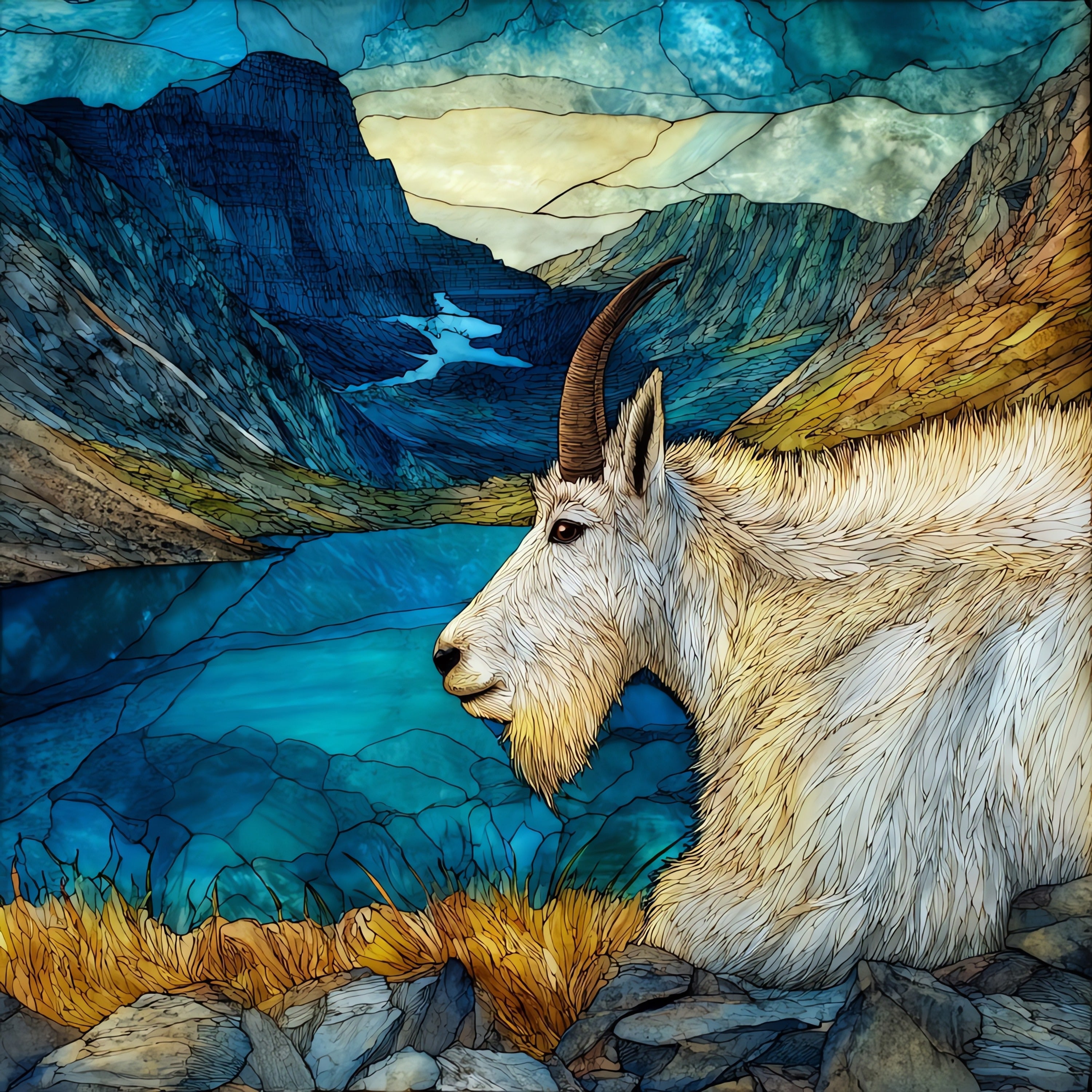 a mountain goat billy — ceramic art tile