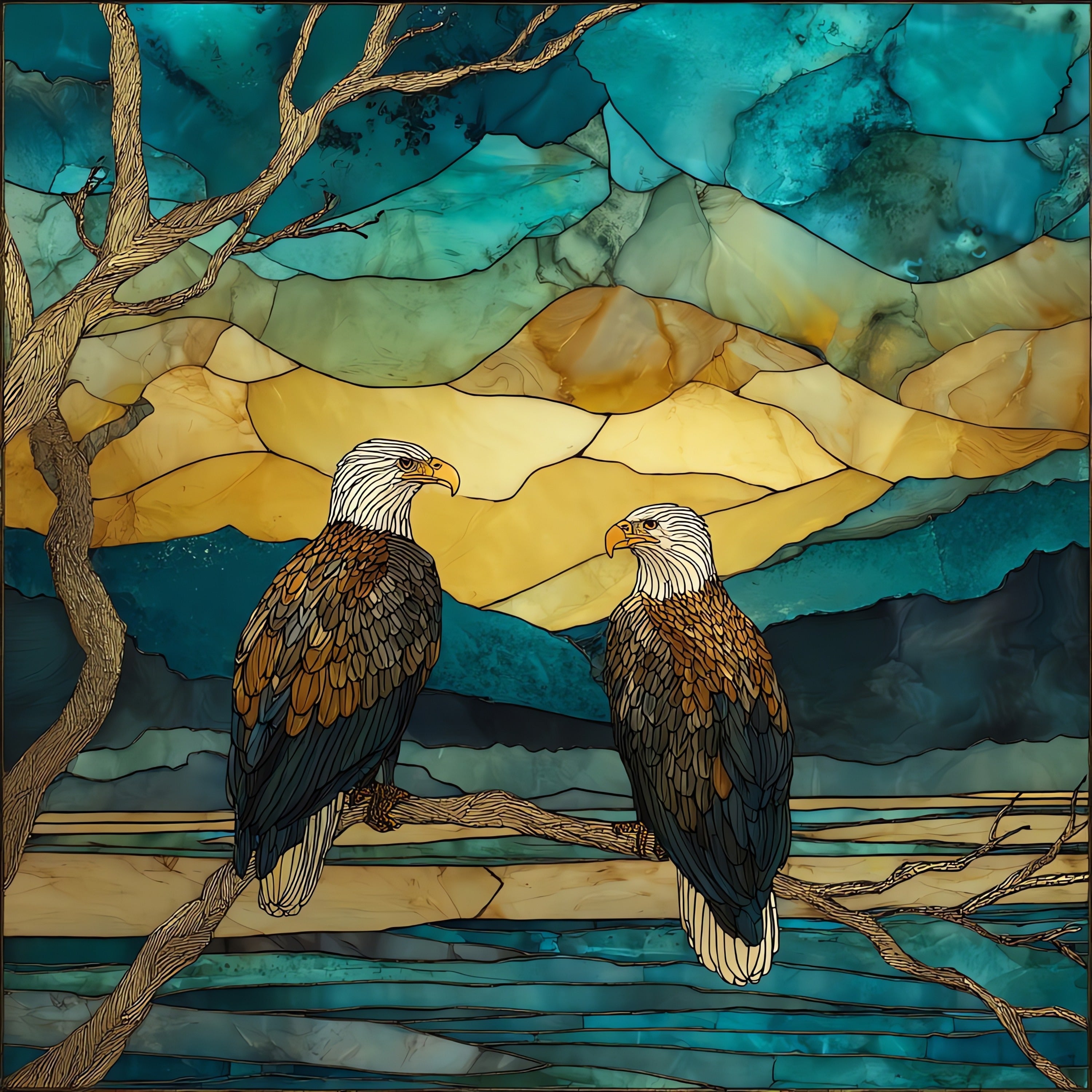 bald eagles — ceramic art tile