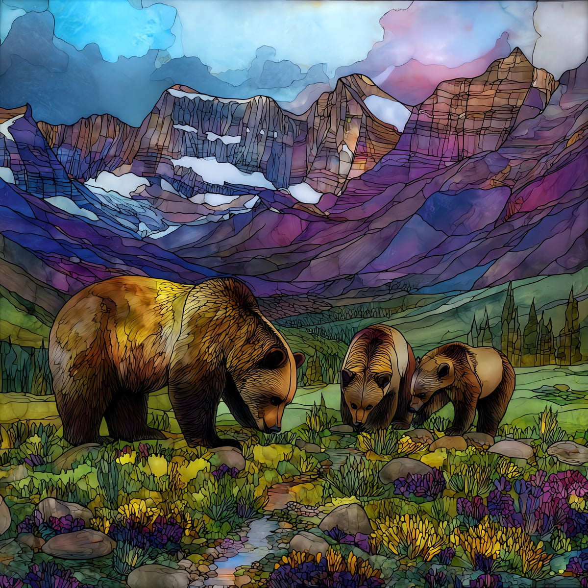 a grizzly sow — ceramic art tile
