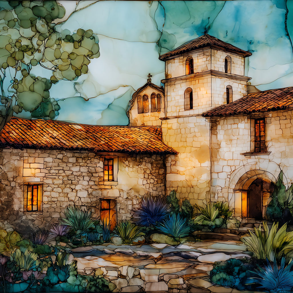 Mission Espada aqueduct — ceramic art tile
