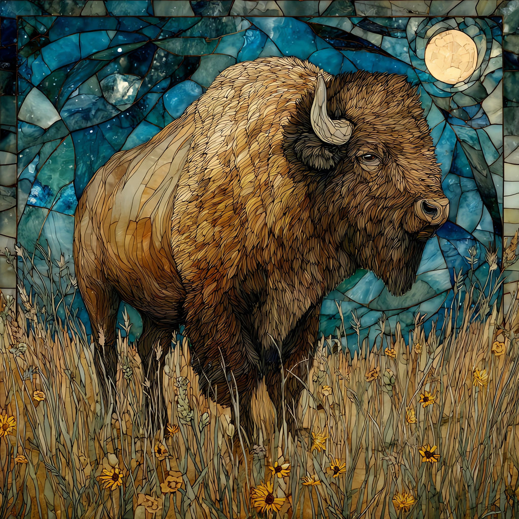 Bison — ceramic art tile