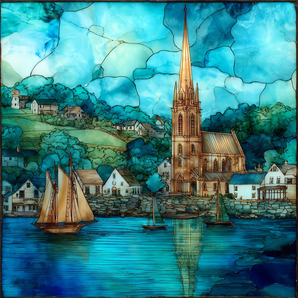 Sag Harbor whaling village on Long — ceramic art tile