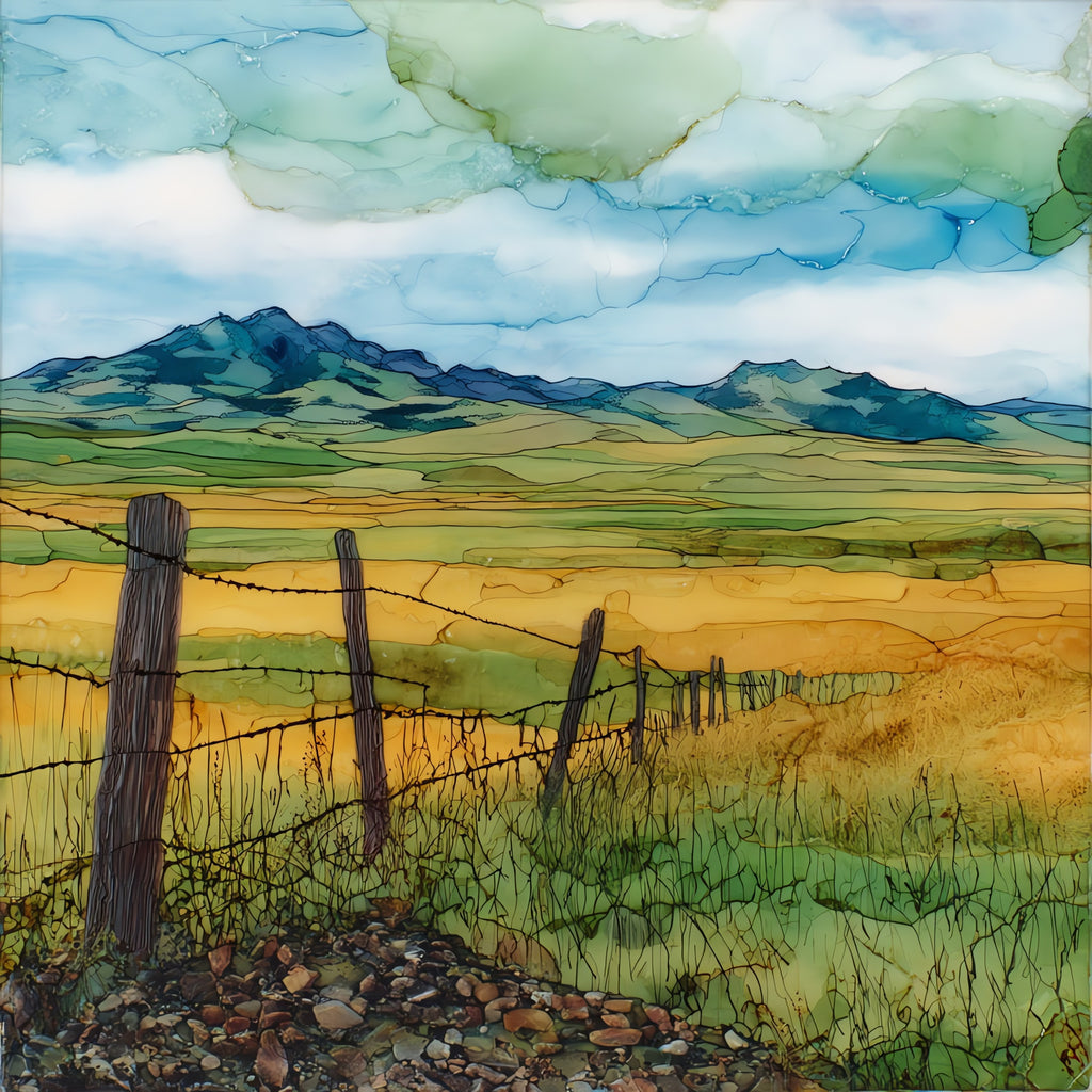 Russell Country prairie along — ceramic art tile