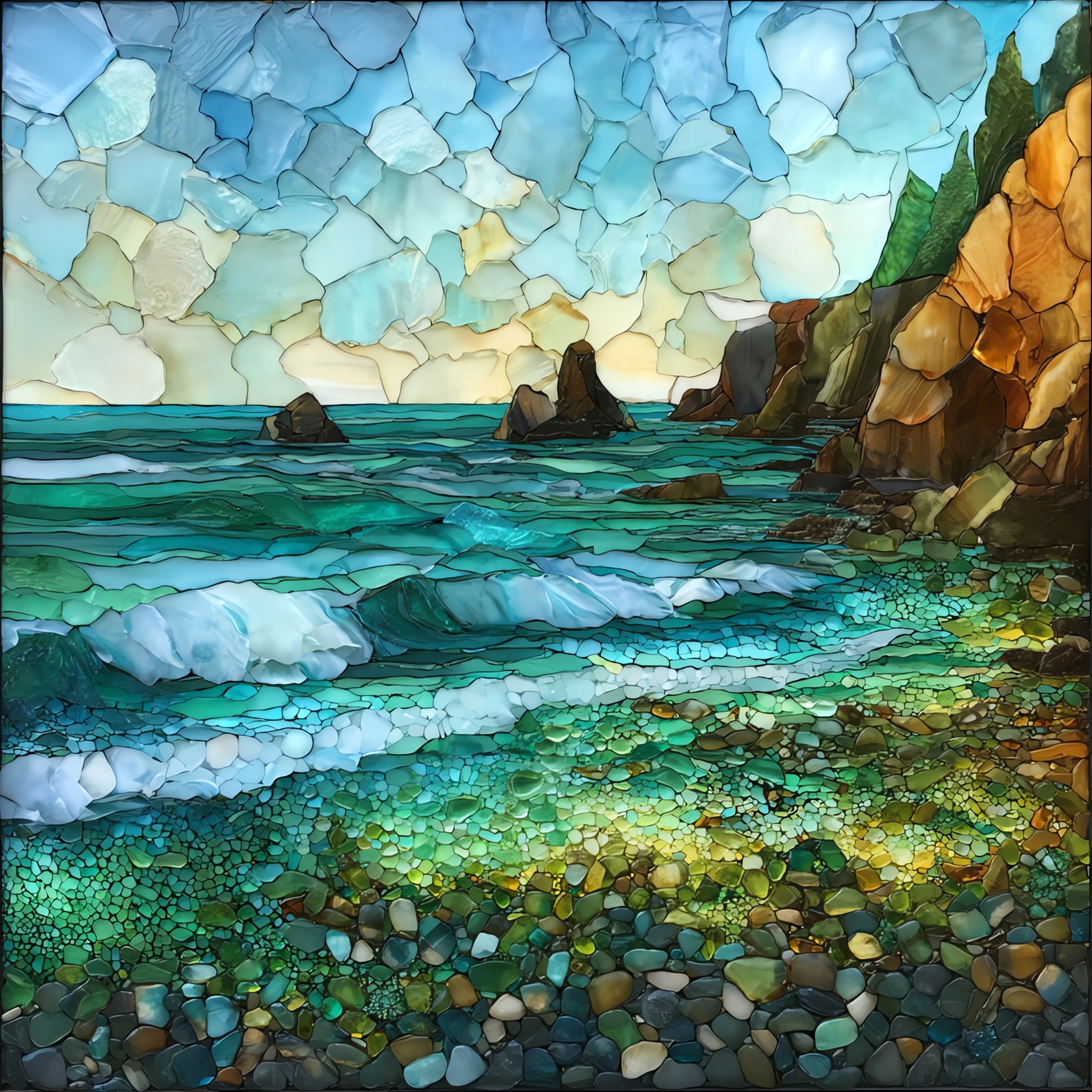 Glass Beach Fort Bragg — ceramic art tile