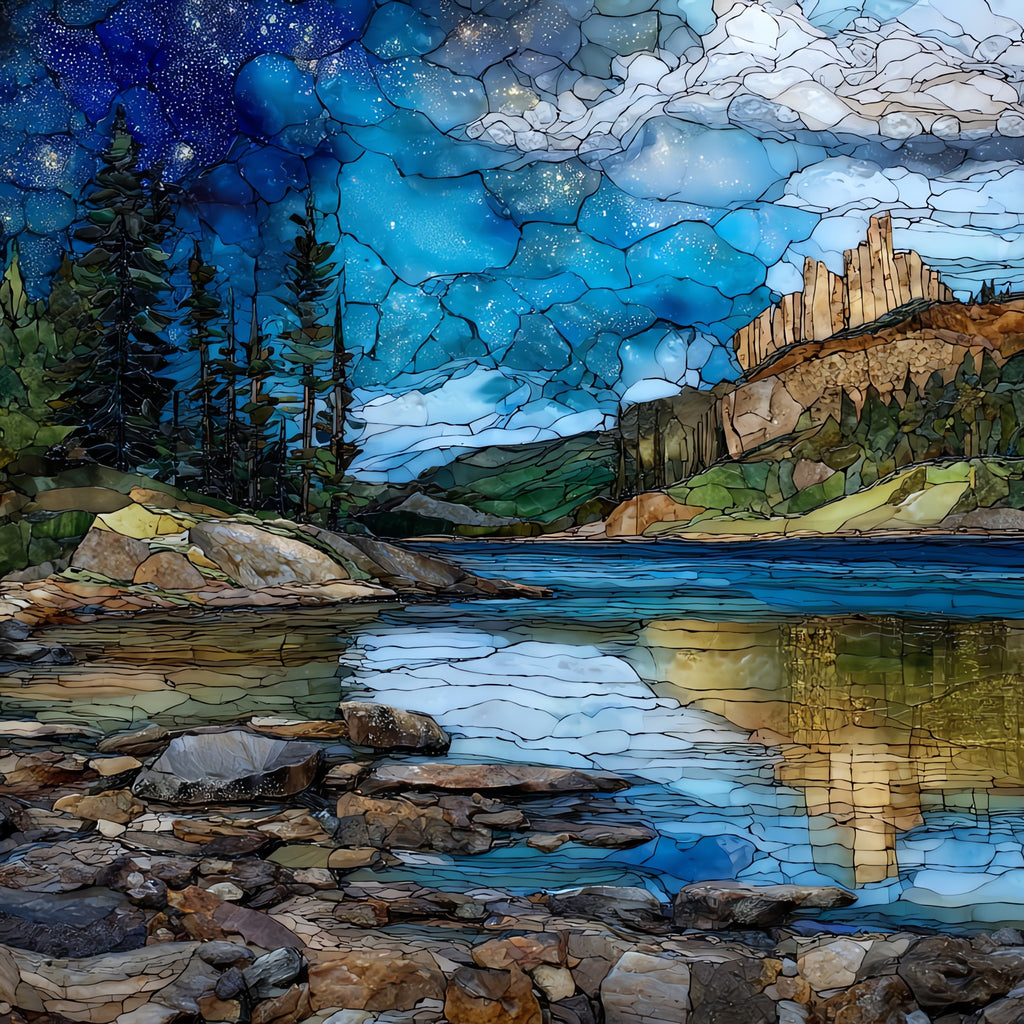 Sylvan Lake granite shoreline — ceramic art tile