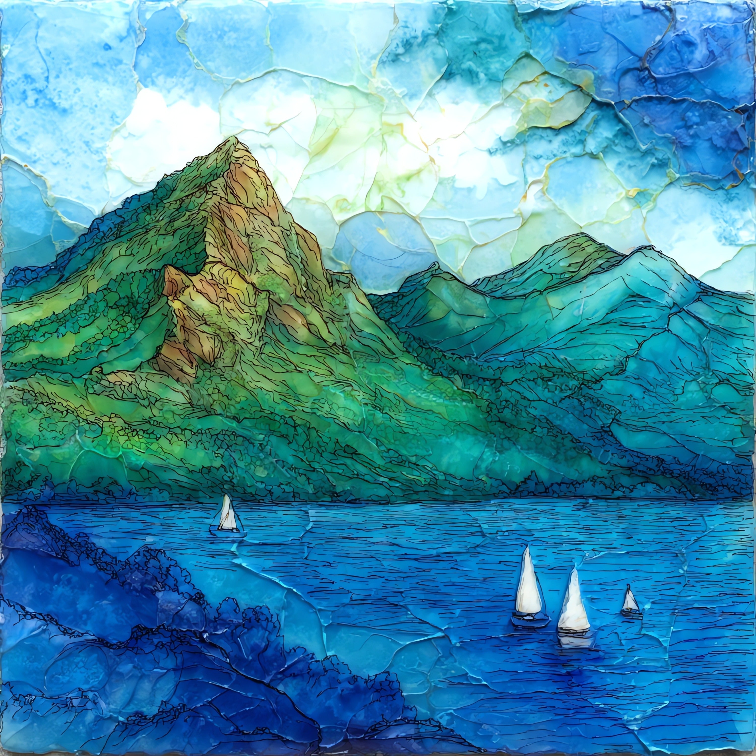 Storm King Mountain — ceramic art tile