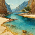 Colorado River side beach camp on — ceramic art tile