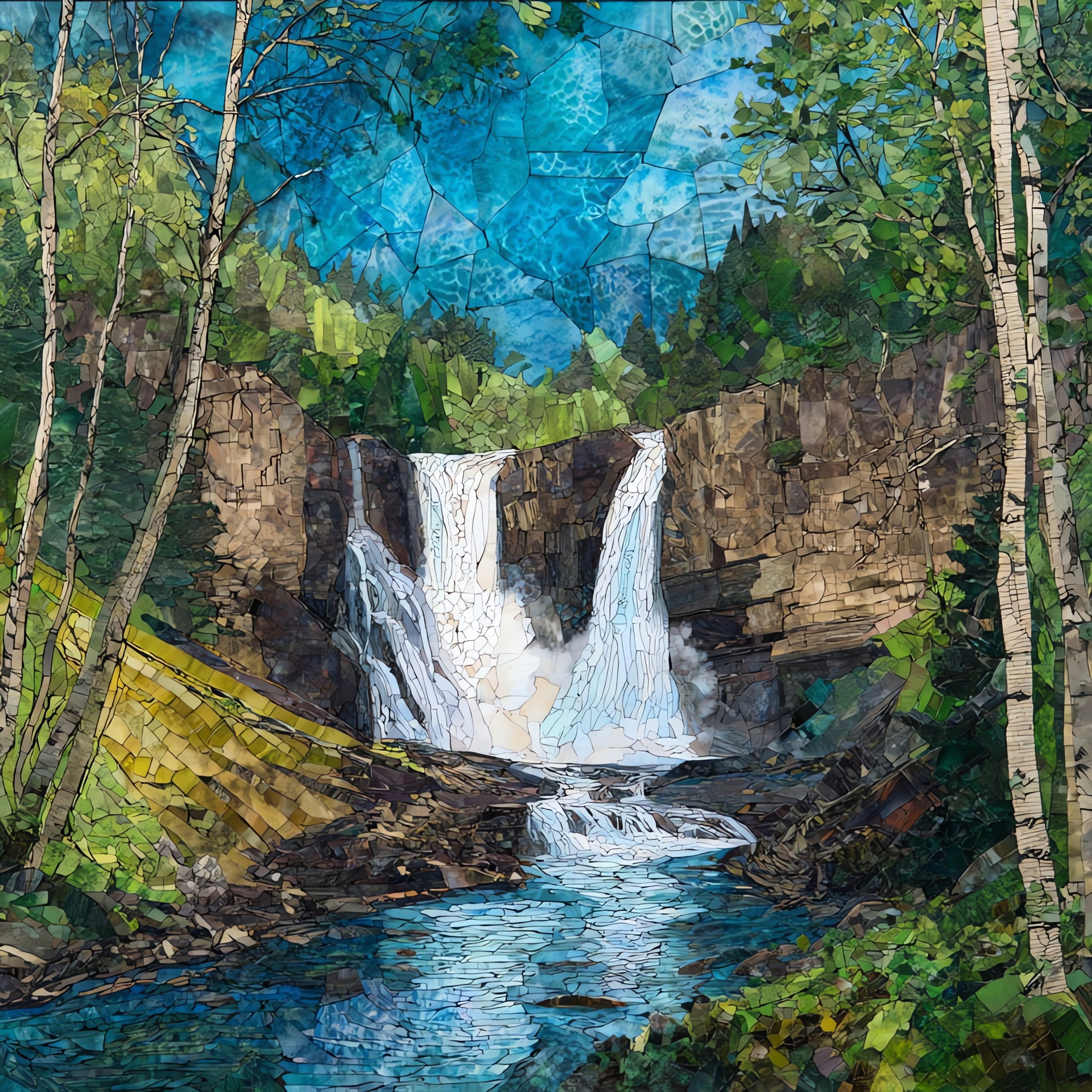Gooseberry Falls Middle Falls — ceramic art tile