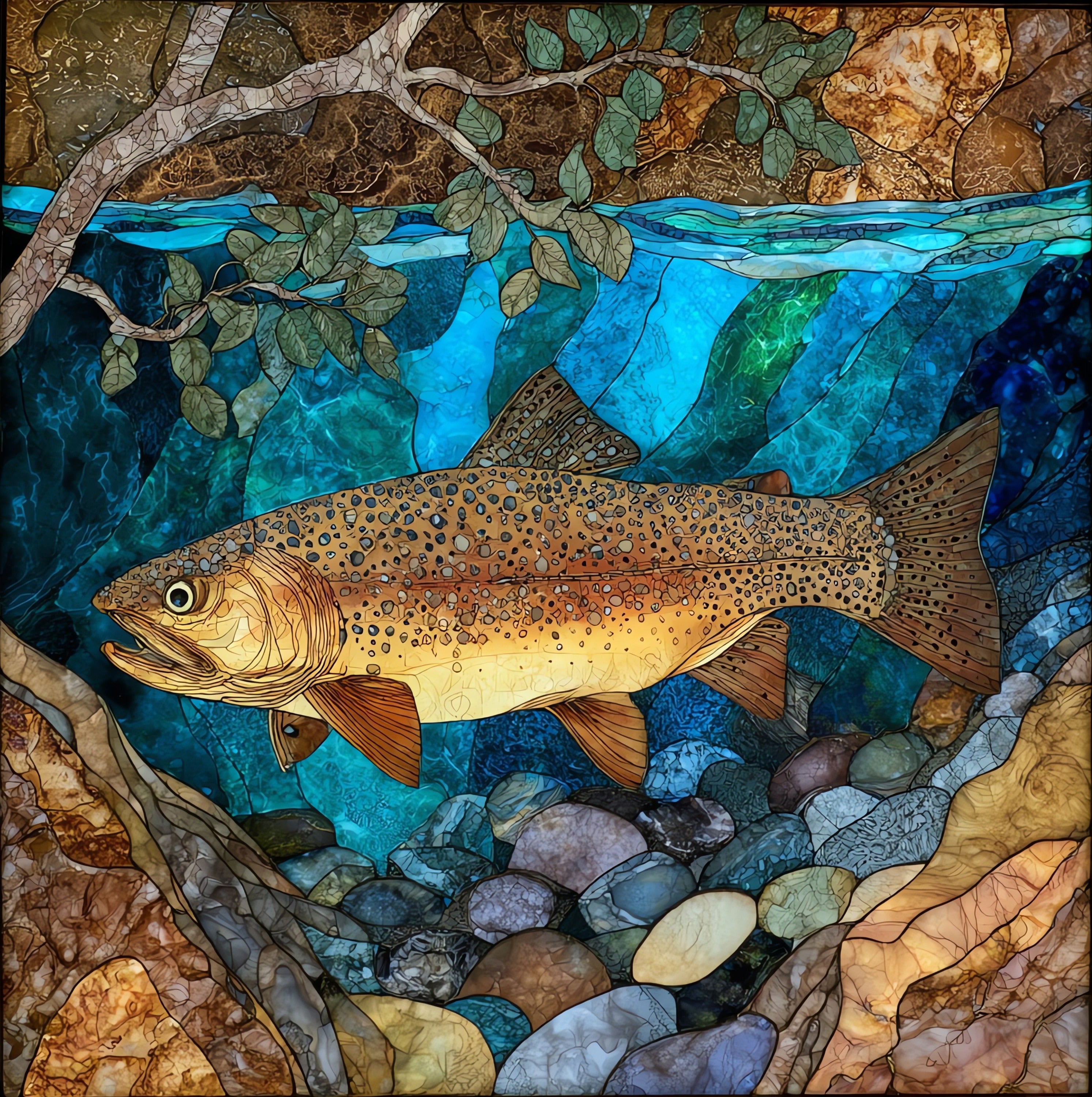 a Gila trout — ceramic art tile