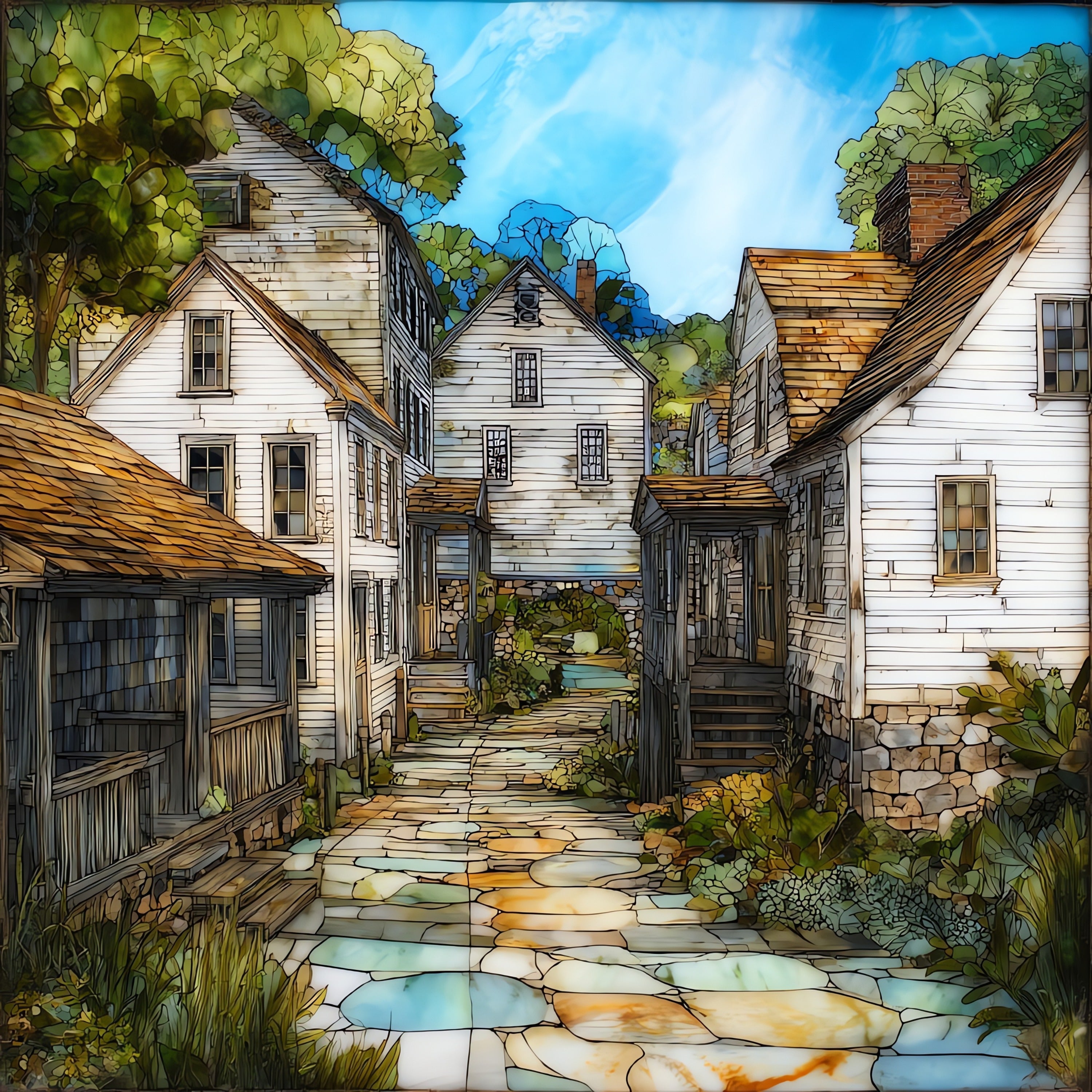 Olde Mistick Village New — ceramic art tile