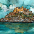 Spinalonga Fortress — ceramic art tile