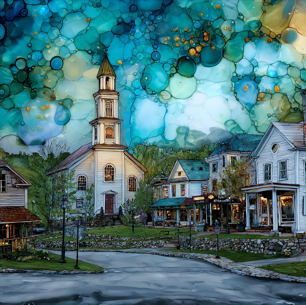 the Woodstock village green — ceramic art tile