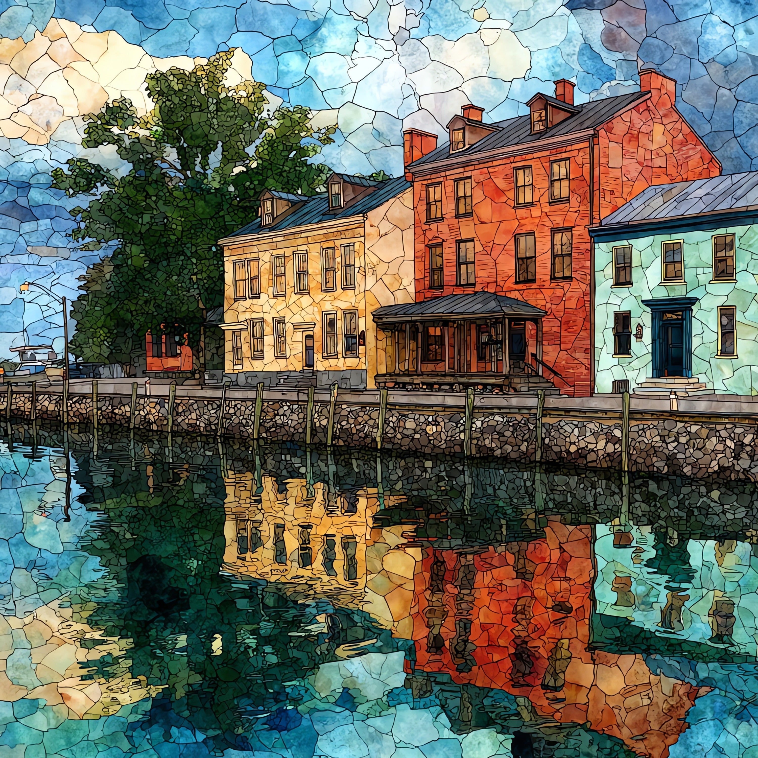 Onancock Wharf — ceramic art tile
