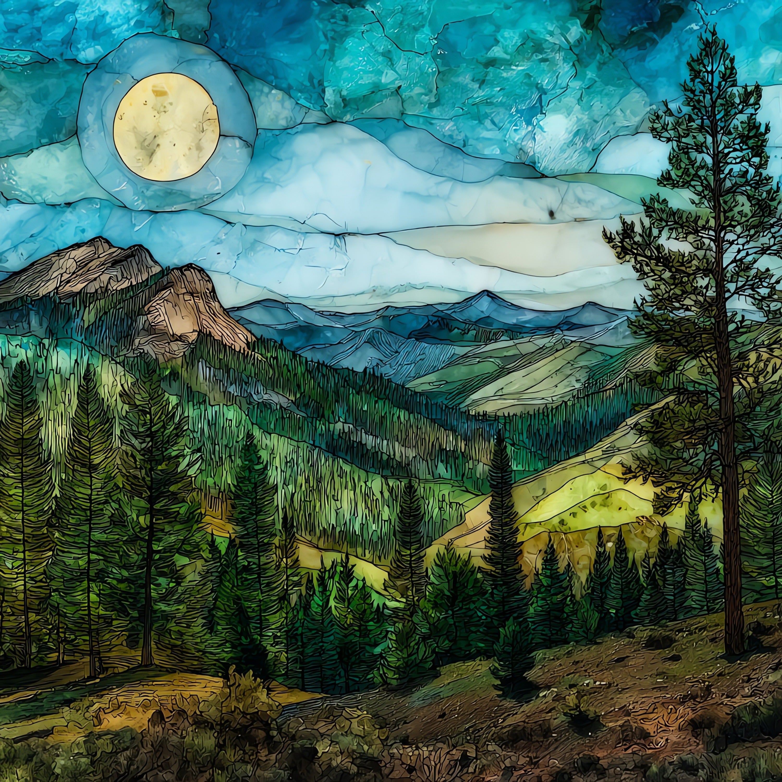 Sundance Mountain — ceramic art tile