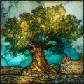 Tsagarada plane-tree square — ceramic art tile