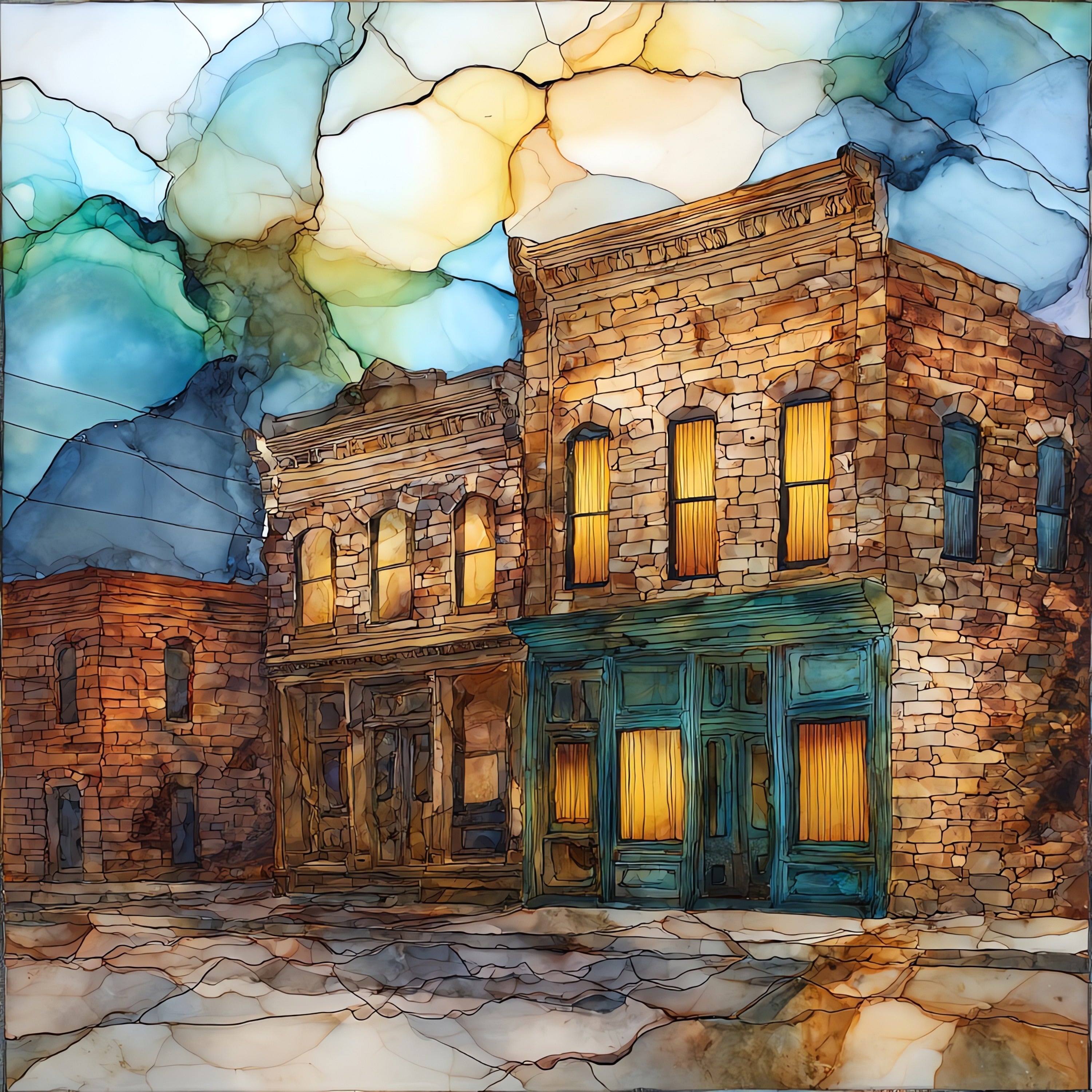 Marfa courthouse facade — ceramic art tile